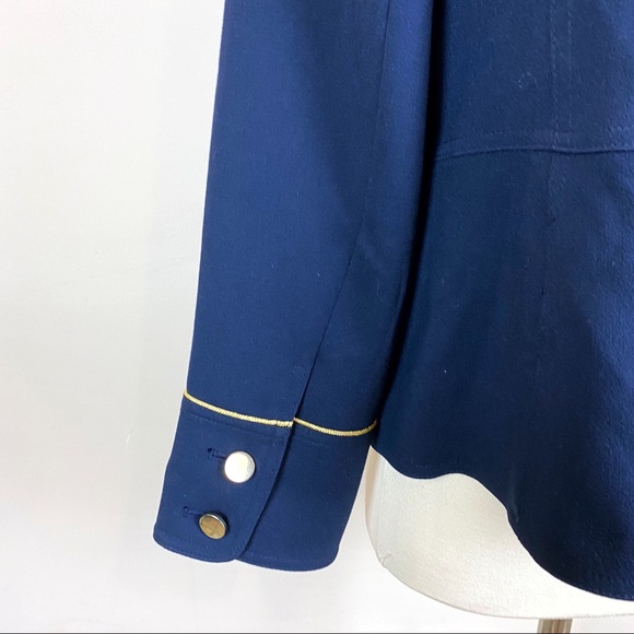 Chico's Navy Blue Military Jacket Gold Button |h20 - Picture 10 of 13